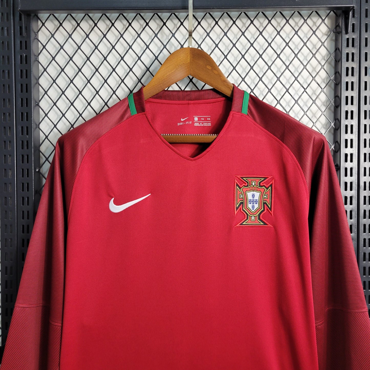 Portugal Retro Long Sleeve Home Soccer Jersey UEFA Euro 2016