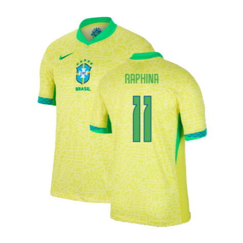 Brazil Raphinha 11 Home Soccer Jersey 2024/25