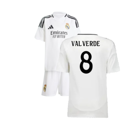 Real Madrid Federico Valverde 8 Home Kids Soccer Jersey 2024/25