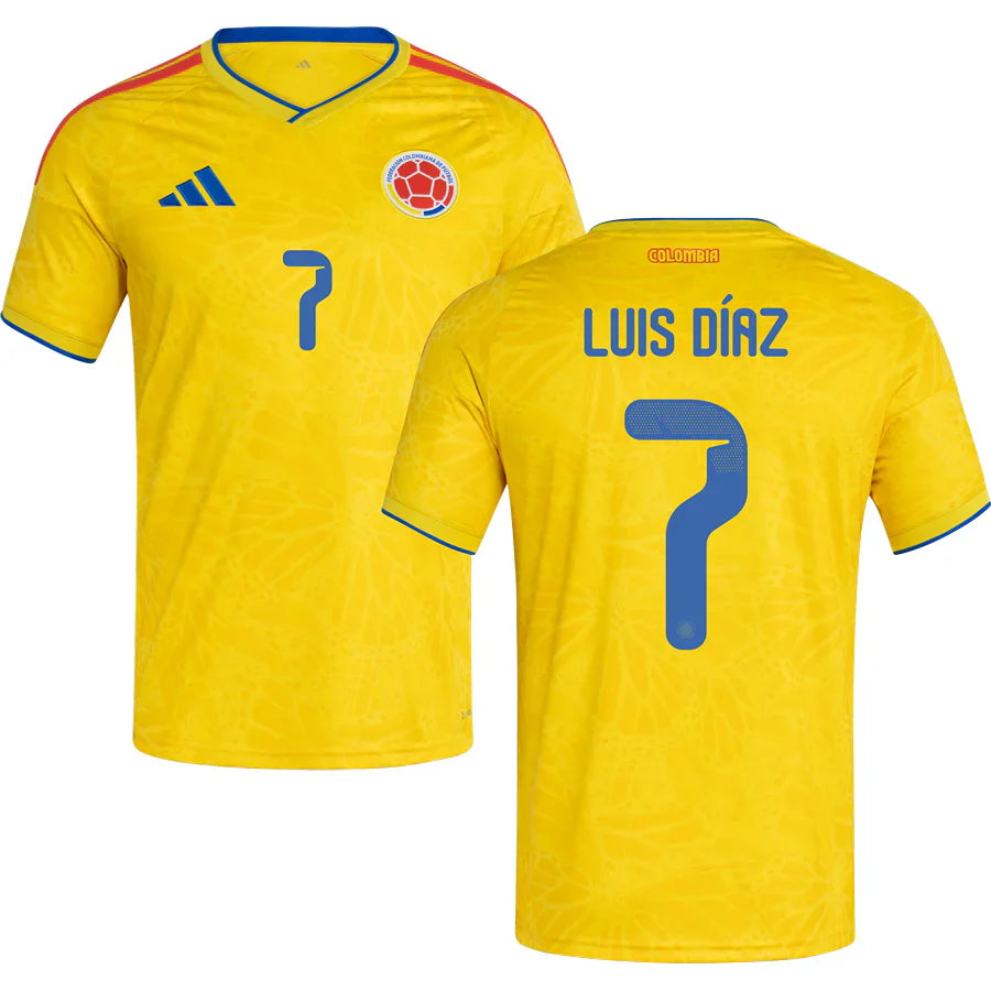 Colombia Luis Díaz 7 Home Soccer Jersey World Cup 2026