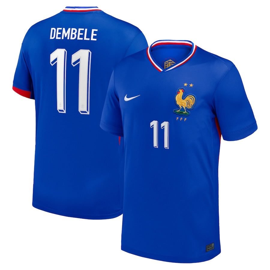 France Ousmane Dembélé 11 Home Soccer Jersey Euro 2024