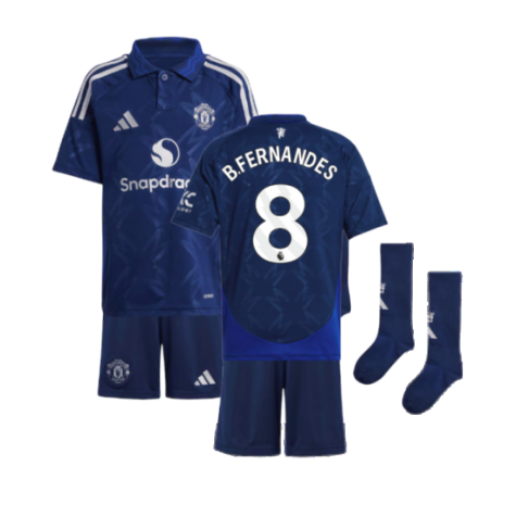 Manchester United Bruno Fernandes 8 Away Soccer Jersey Kids Mini Kit 2024/25