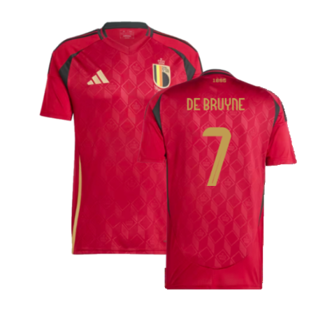 Belgium Kevin De Bruyne 7 Home Soccer Jersey UEFA Euro 2024