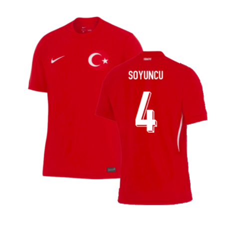 Turkey Caglar Soyuncu 4 Away Soccer Jersey Euro 2024