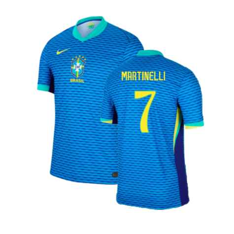 Brazil Gabriel Martinelli 7 Away Soccer Jersey 2024/25