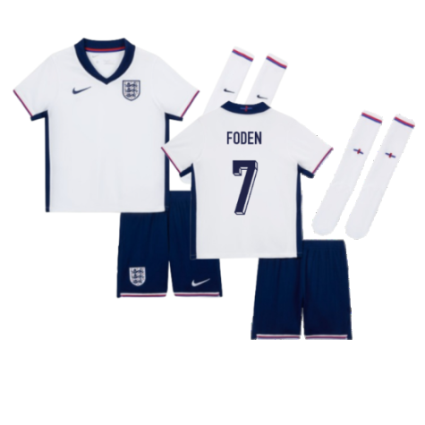 England Phil Foden 7 Kids Home Soccer Jersey Euro 2024