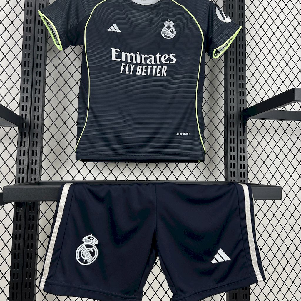 Real Madrid Kylian Mbappé 10 Kids Away Soccer Jersey 2025-2026