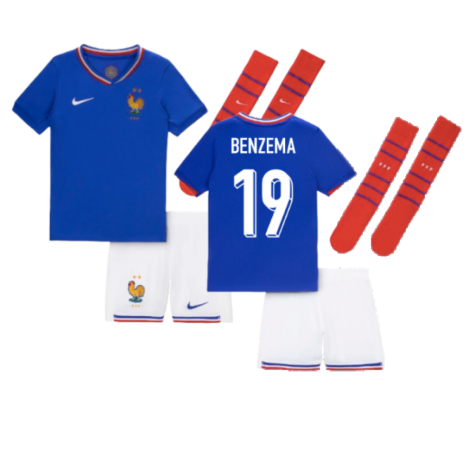 France Karim Benzema 19 Kids Home Soccer Jersey Euro 2024