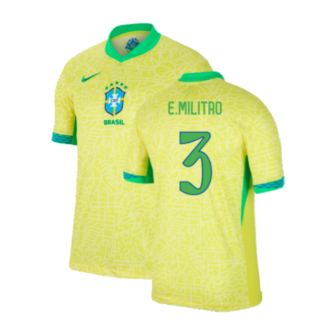 Brazil Éder Militão 3 Home Soccer Jersey 2024/25