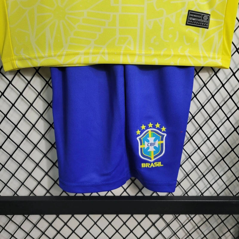 Brazil Kids Home Soccer Jersey 2024/25 - Yellow
