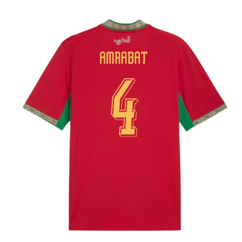 Morocco Nordin Amrabat 4 Home Soccer Jersey World Cup 2026