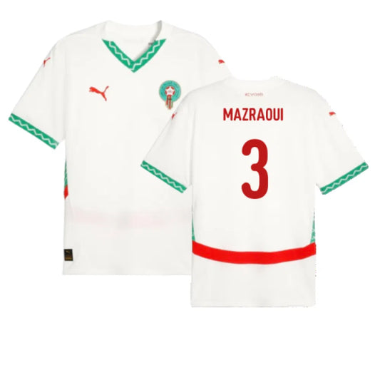 Morocco Noussair Mazraoui 3 Away Soccer Jersey 2024/25