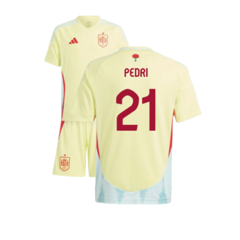 Spain Pedri 21 Kids Away Soccer Jersey Euro 2024