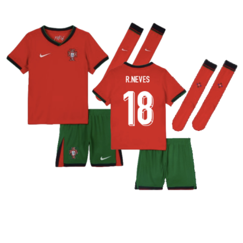 Portugal Ruben Neves 18 Kids Home Soccer Jersey Euro 2024