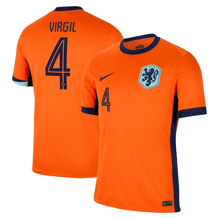 Netherlands Virgil van Dijk 4 Home Soccer Jersey Euro 2024
