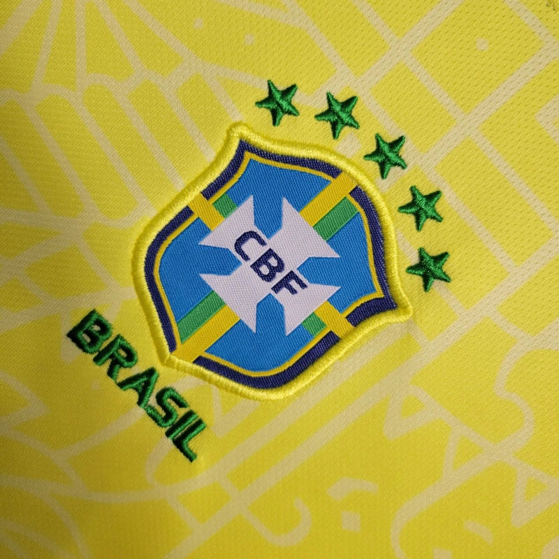 Brazil Kids Home Soccer Jersey 2024/25 - Yellow