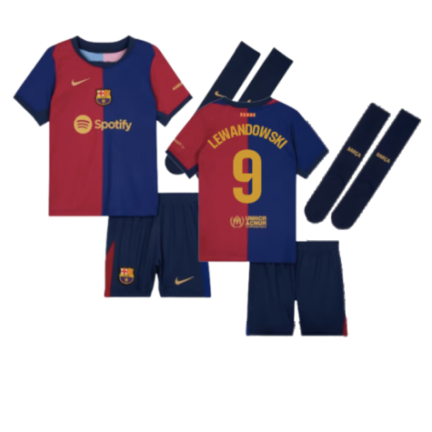 FC Barcelona Robert Lewandowski 9 Kids Home Soccer Jersey 2024/25