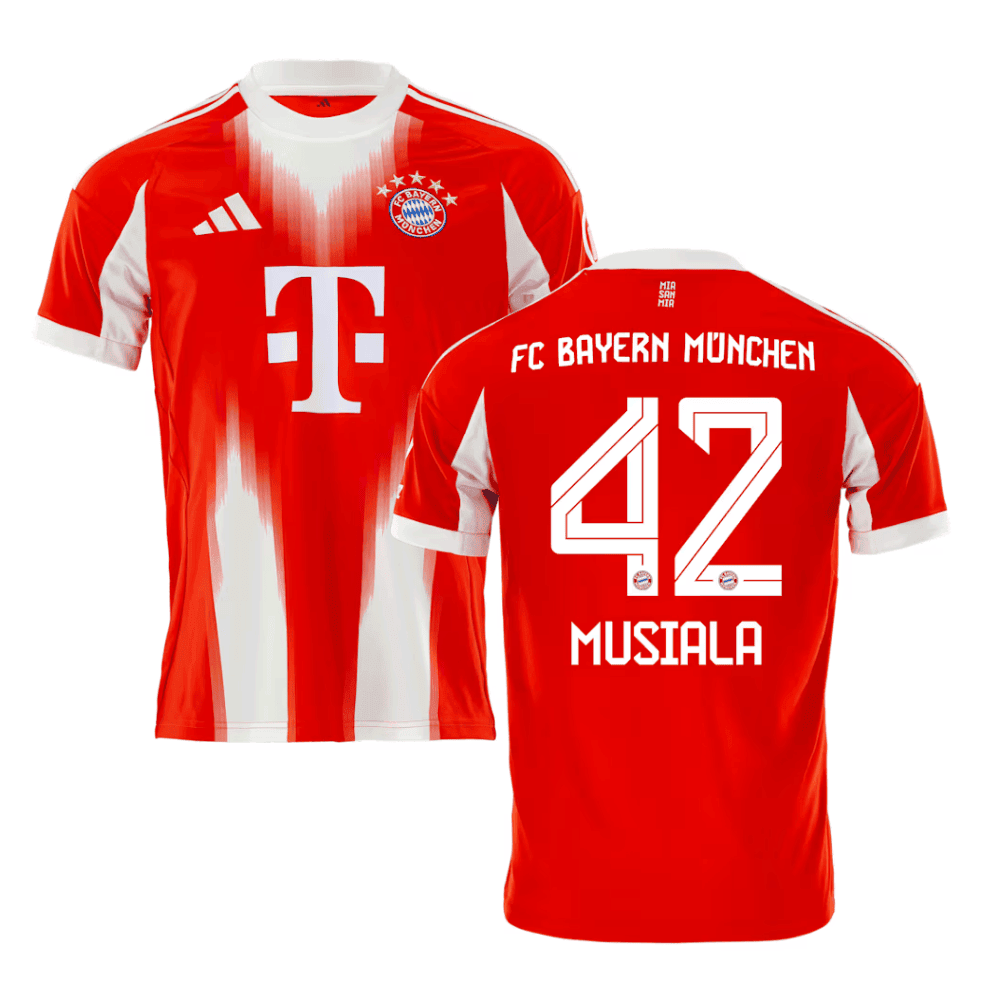 Bayern Munich Jamal Musiala 42 Home Soccer Jersey 2025-2026