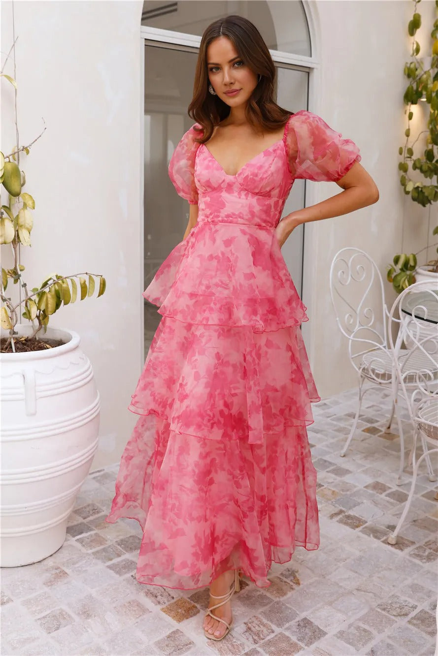 Enchanted Castle Midi Dress Pink