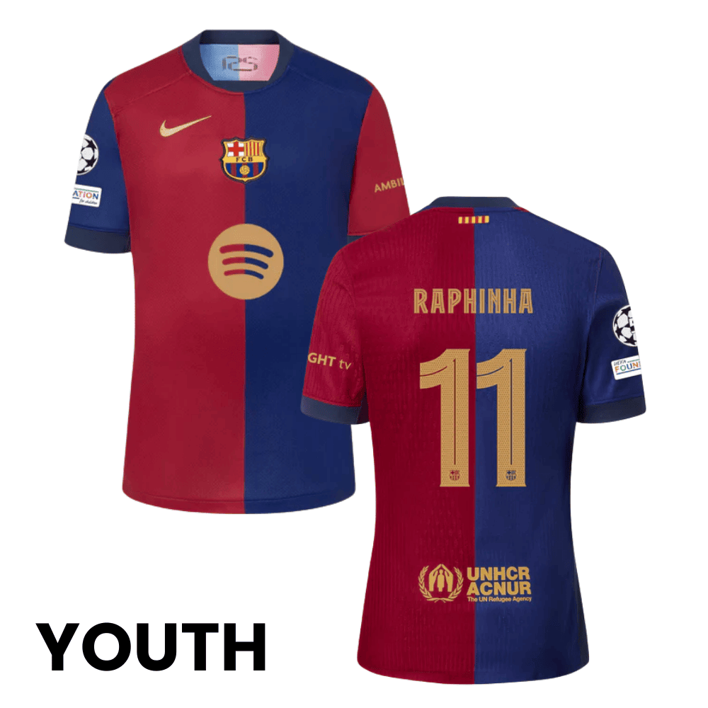 FC Barcelona Raphinha 11 Home Soccer Jersey Kids Kit 2024-2025