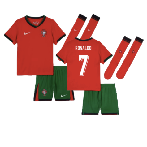 Portugal Cristiano Ronaldo 7 Kids Home Soccer Jersey Euro 2024