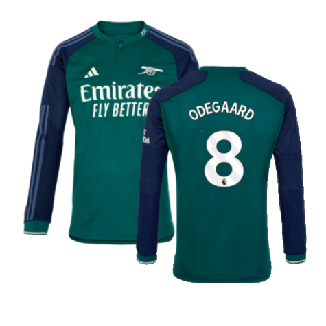 Arsenal Martin Odegaard 8 Long Sleeve Third Soccer Jersey 2023/24
