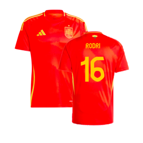 Spain Rodri 16 Home Soccer Jersey Euro 2024