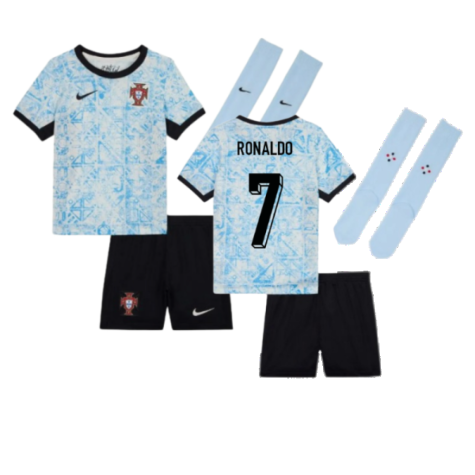 Portugal Cristiano Ronaldo 7 Kids Away Soccer Jersey Euro 2024