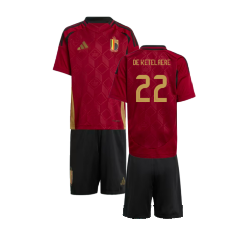 Belgium Charles De Ketelaere 22 Kids Home Soccer Jersey Euro 2024